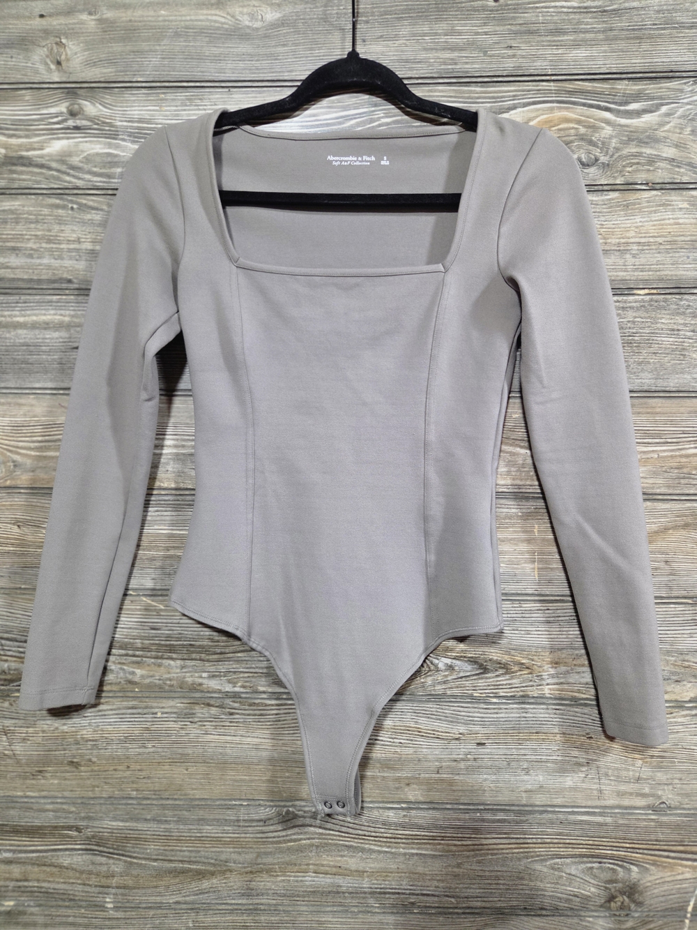 Abercrombie & Fitch Soft A&F Square Neck Bodysuit Taupe Size Small - Picture 2 of 5